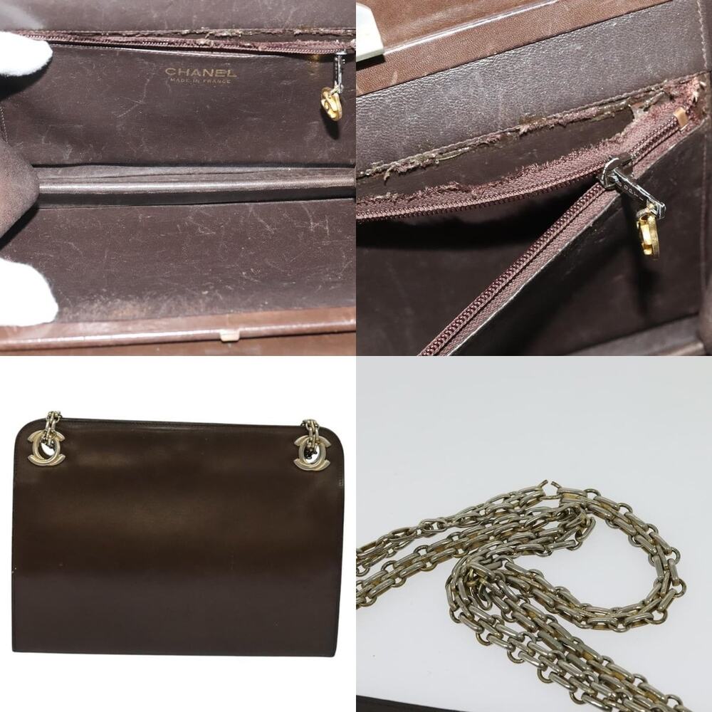 Chanel Chain Handbag Leather Brown Gold CC - Picture 5 of 7